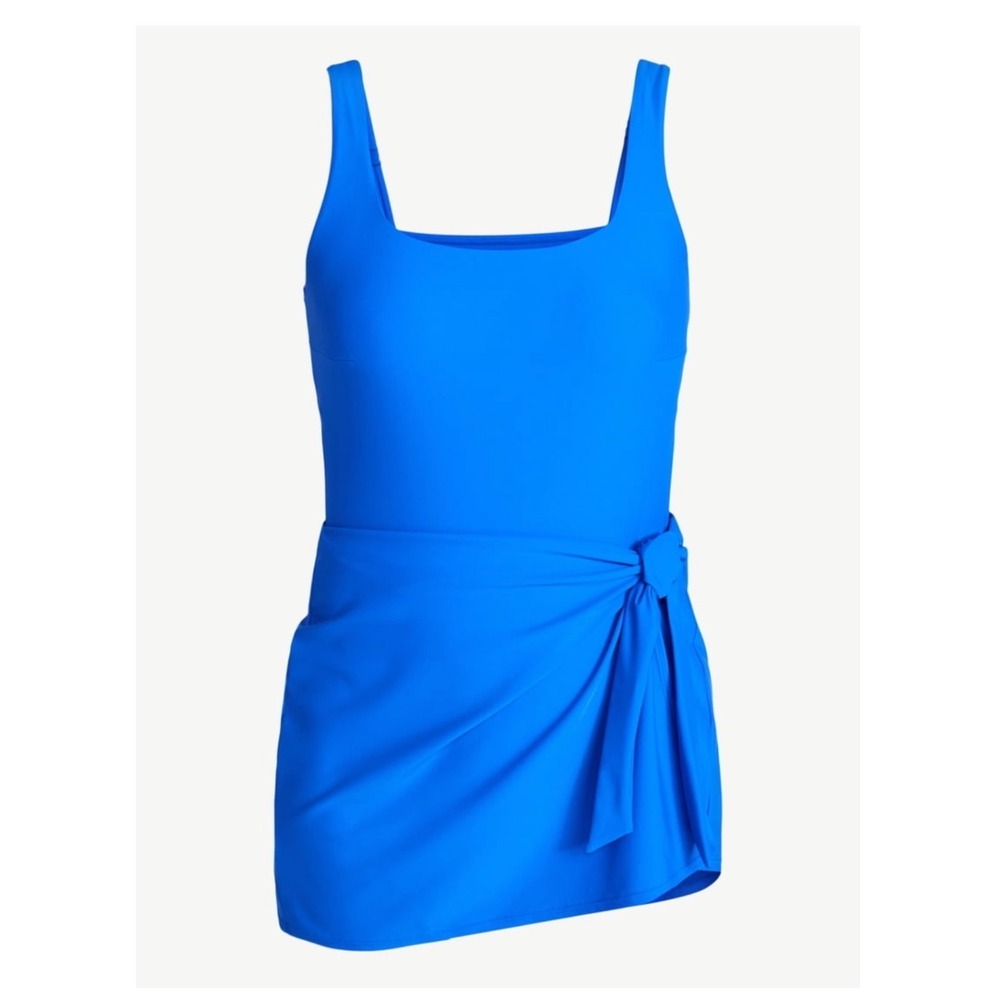 Time and Tru Women Faux Wrap Swim Dress Cobalt Crush 1X 16W-18W TTP17HQ025070
